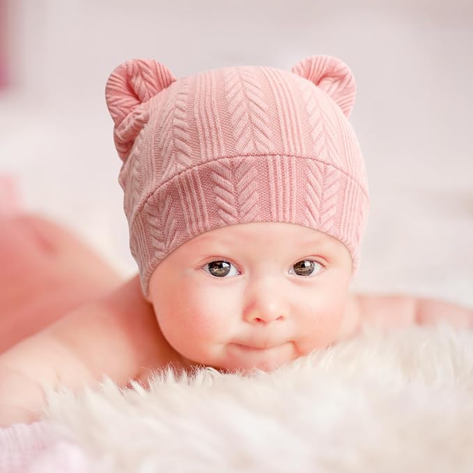 Newborn Baby Hat and Mittens Set Bear Ears Toddler Infant Beanie Caps Newborn - Image 6