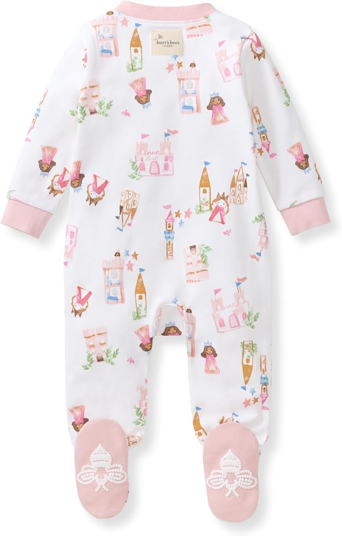 Burt's Bees Baby Girls' Organic Cotton, Sleep and Play Footed Pajamas | Easy - Image 2