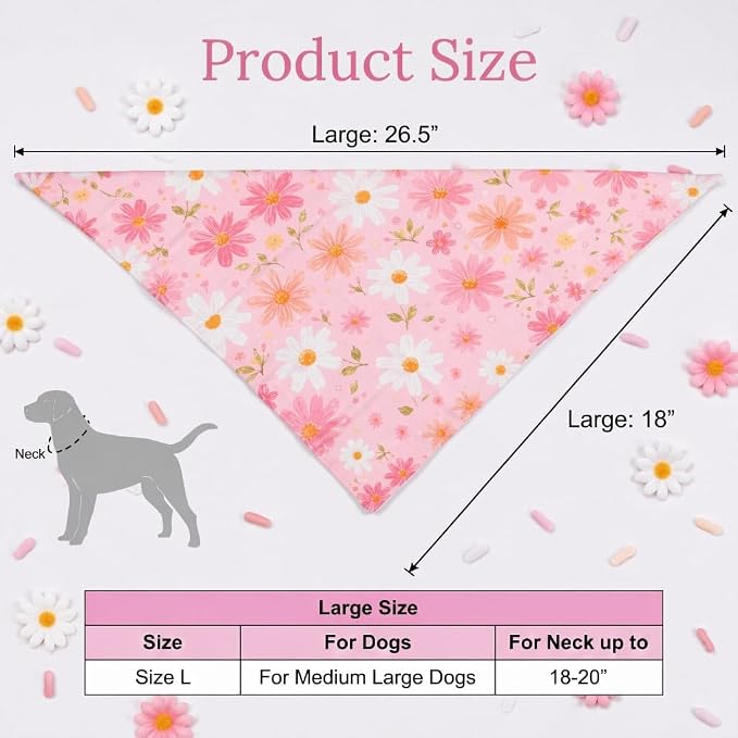Spring Dog Bandana, Summer Dog Bandanas Boy Girl, Daisy Dog Scarf - Image 3