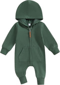 Infant Baby Boy Girl Clothes Solid Hoodie Romper Zip Up Long Sleeve Hooded by DNOMAID+YZARC
