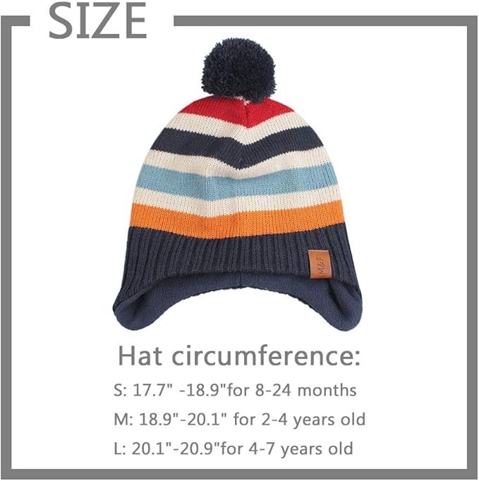 JANGANNSA Knitted Baby Hat Scarf Set Winter Warm Boys Girls Beanie Fleece Lining Toddler Kids Hats with Pompom