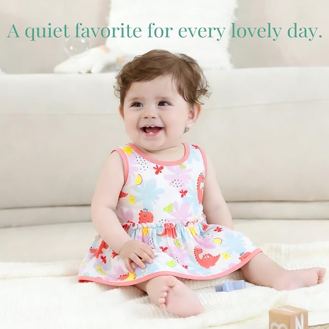PATPAT Baby Girl Bamboo Viscose 2-Pack Romper & Dress | Color-Coded Snaps - Image 7