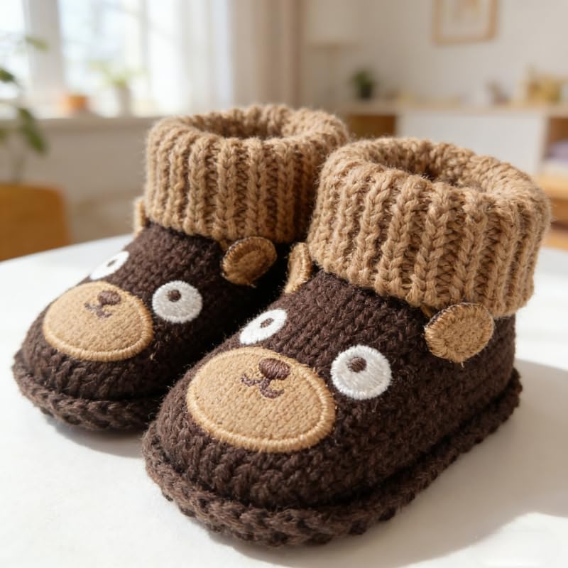 2 pairs Cute Knit Animal Baby Booties - Image 6