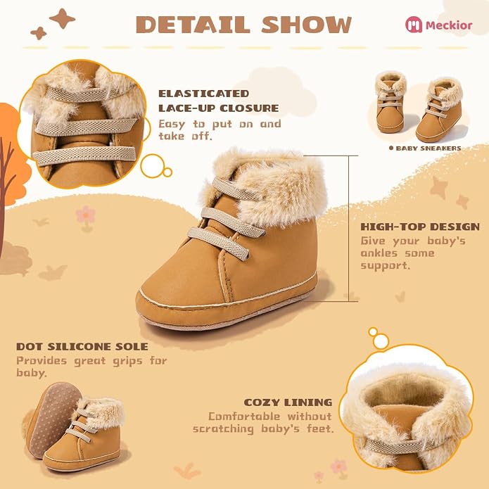 Meckior Toddler Baby Boys Girls High Tops Ankle Sneakers Soft Anti-Slip Sole PU - Image 4