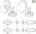 17 mm Flange Set Compatible with Spectra/Motif Luna Wide-Mouth Bottles, Breast Pump Parts Includes Breast Shield Tubing Valve Backflow Protector, Not Original Spectra Accessories