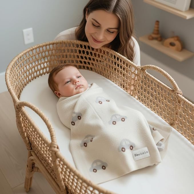 Knit Baby Blanket for Girls and Boys 100% Cotton Buttery Soft Cozy Receiving - Image 6