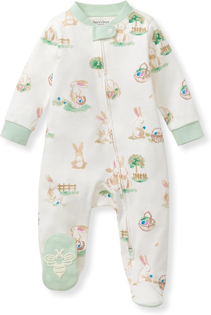 Burt's Bees Baby Boys' Organic Cotton, Sleep and Play Footed Pajamas | Easy zip by BurtsBeesBaby