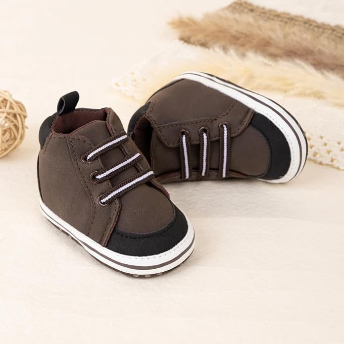 Meckior Toddler Baby Boys Girls High Tops Ankle Sneakers Soft Anti-Slip Sole PU - Image 3