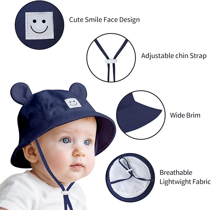 Baby Bucket hat Cute Infant Bear Sun Hat Summer Girls Boys Cap | Bear Cute - Image 5