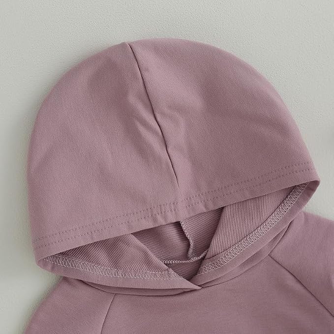 Newborn Baby Girl Boy Hoodie Romper Solid Long Sleeve Hooded Sweatshirt - Image 4