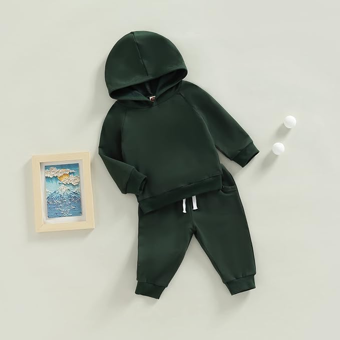 Thorn Tree Infant Baby Boys Pants Set Hooded Solid Sweatshirt Top Pocket - Image 8