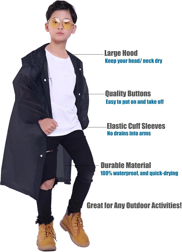 Kids Rain Jacket, 2 Pack Rain Ponchos - Image 3