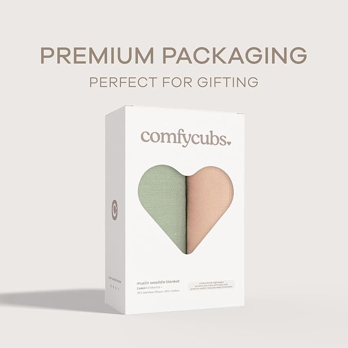 Comfy Cubs Muslin Swaddle Blankets Pack of 2, 47 x 47 Inch Soft Cotton Baby - Image 4