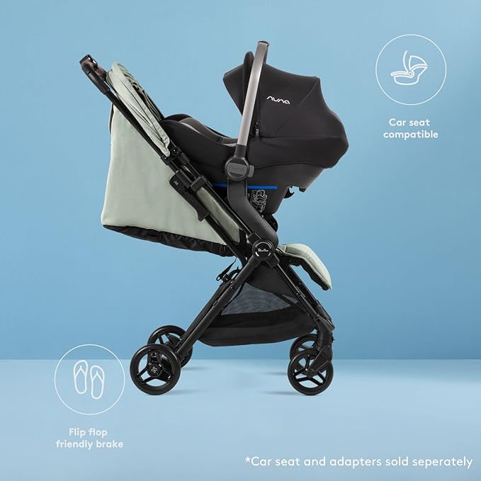 Silver Cross Jet 5 - Full Size TSA Approved Infant & Toddler Travel Stroller - Lightweight, Compact & Easy to Fold, with All-Terrain Wheels and One Hand Full Flat Recline (Sage Green)