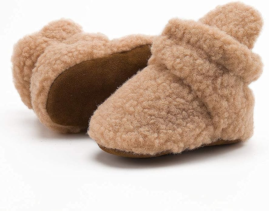 Babelvit Newborn Baby Boy Girl Soft Fleece Booties Stay On Infant Slippers - Image 6