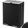 Arlopu 16Gal Dual Trash Can w/2 Built-in Box for Odor Control, Hands-Free Kitchen Garbage Bin, Recycle Waste Dustbin, Soft-Close Lid, 2 Buckets,Foot Pedal, Side Handle, Airtight,for Home Office