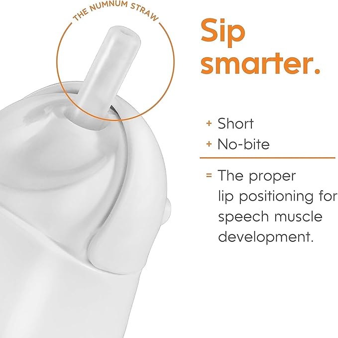 NumNum Baby Straw Cup, Weighted Straw Cup, Spill Proof Sippy Cups with Straw for 6-12 Months, Toddler Drinking Cups, Baby Essentials (2-Pack, Blue/Orange)