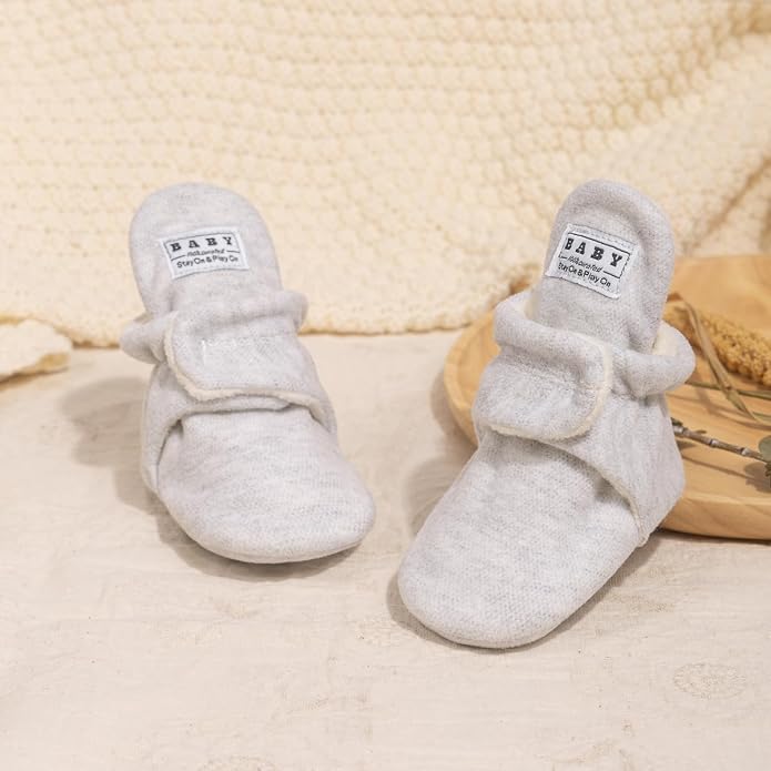 Babelvit Newborn Baby Boy Girl Soft Fleece Booties Stay On Infant Slippers - Image 3