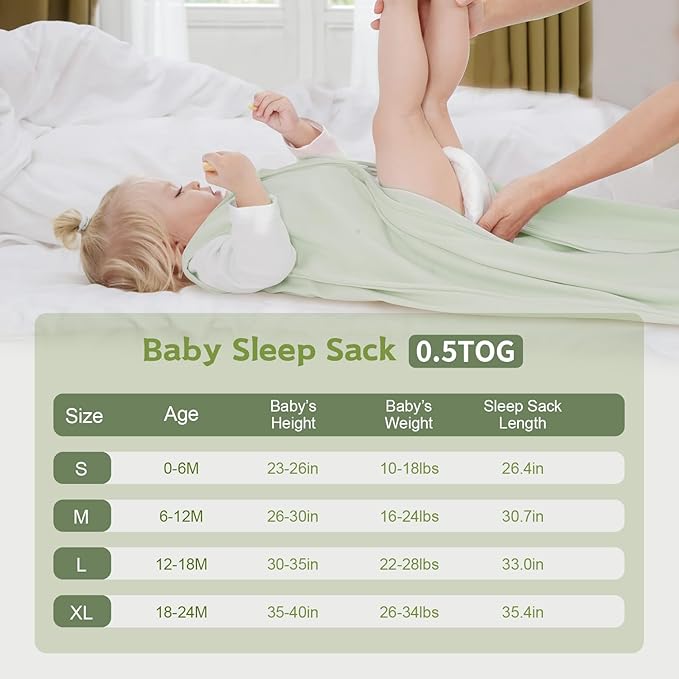Baby Sleep Sack 12-18 Months Baby Wearable Blanket 100% Cotton TOG 0.5 2-Way Zipper Newborn Sleeping Bag, 3 Pack Comfy Lightweight Sleep Sacks for Babies