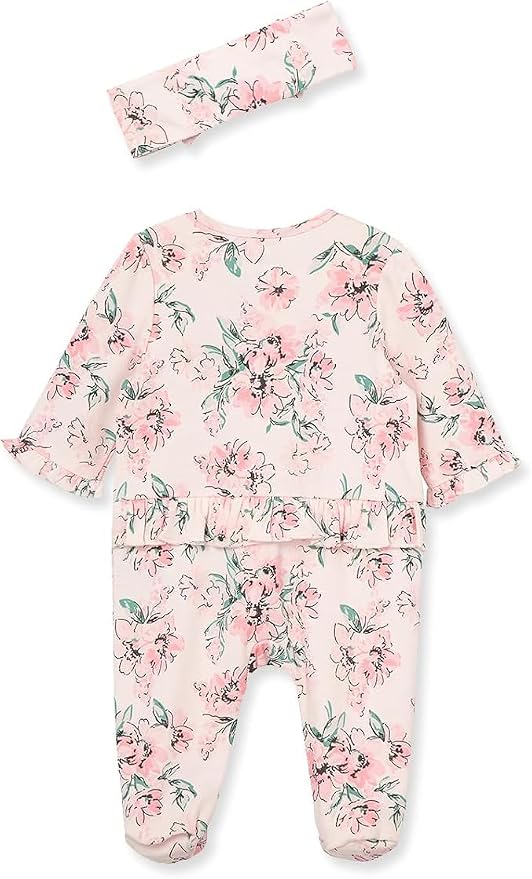 Little Me Clothes for Baby Girls 100% Cotton 2Pc Zipper Closure Footie and - Image 2