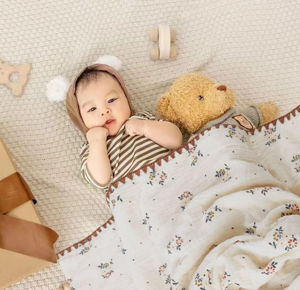 Baby Muslin Cotton Thick Blanket Dotted Backing Double Layer Soft Newborn - Image 4