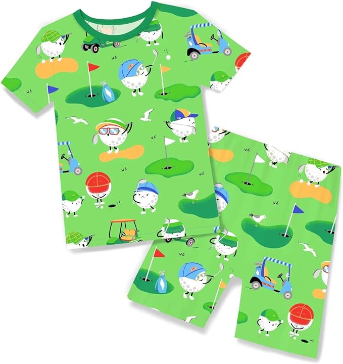 babee Reshinee Bamboo Viscose Toddler Boys Pajamas Set, Short Sleeve Kids by babeeReshinee