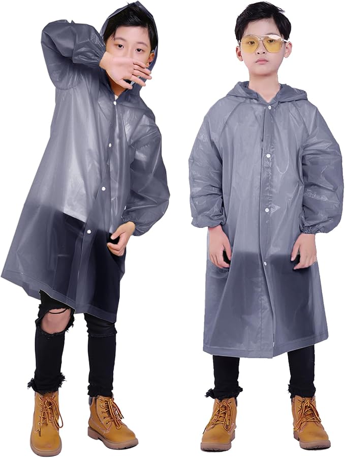 Kids Rain Jacket, 2 Pack Rain Ponchos by Makonus