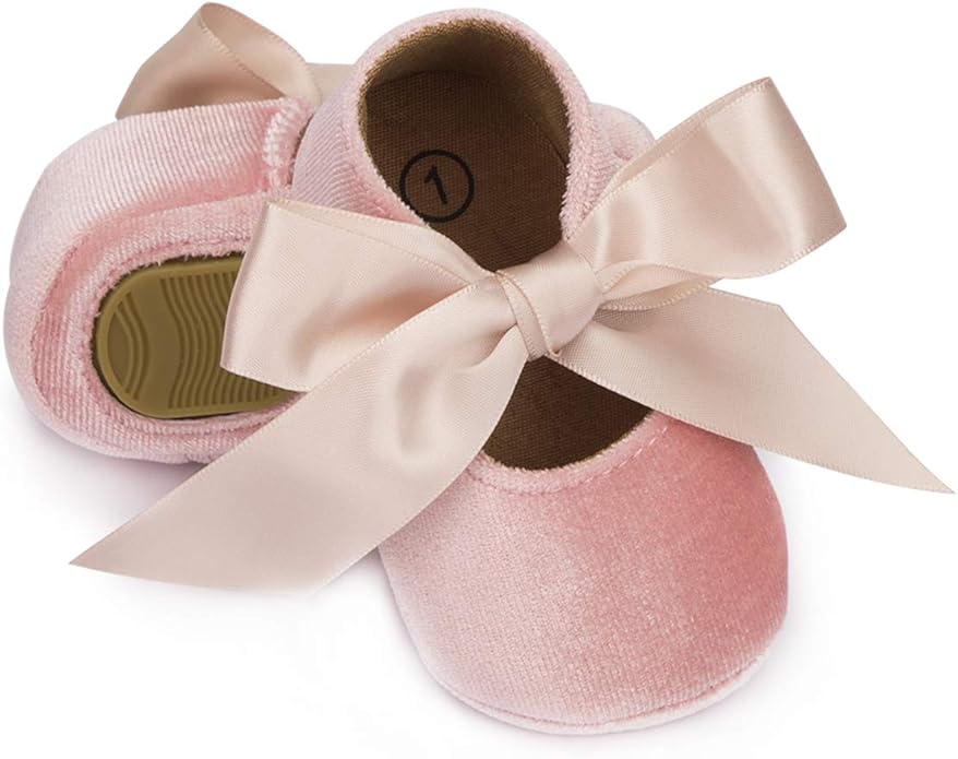 KIDSUN Infant Baby Girls Mary Jane Shoes Non-Slip Rubber Sole Ballet Slippers by KIDSUN