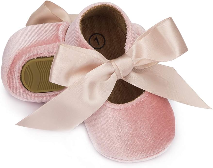 KIDSUN Infant Baby Girls Mary Jane Shoes Non-Slip Rubber Sole Ballet Slippers by KIDSUN