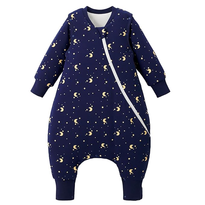 Duomiaomiao 3.5 TOG Toddler Sleep Sack 2-3T 100% Cotton Winter Side Open Zipper Baby Sleep Sack with Feet, Warm Toddler Wearable Blanket