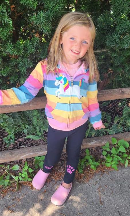 Baby Girl Zip-up Jacket Rainbow Unicorn Cotton Hoodie Sweatshirt Toddler Fall - Image 4