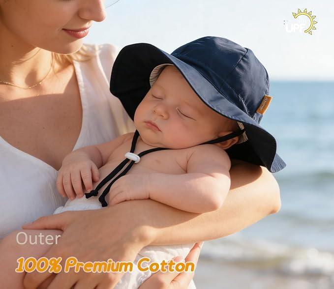 Baby Girl Sun Hat with UPF 50+ Outdoor Adjustable Toddler Beach Hat with Wide - Image 4