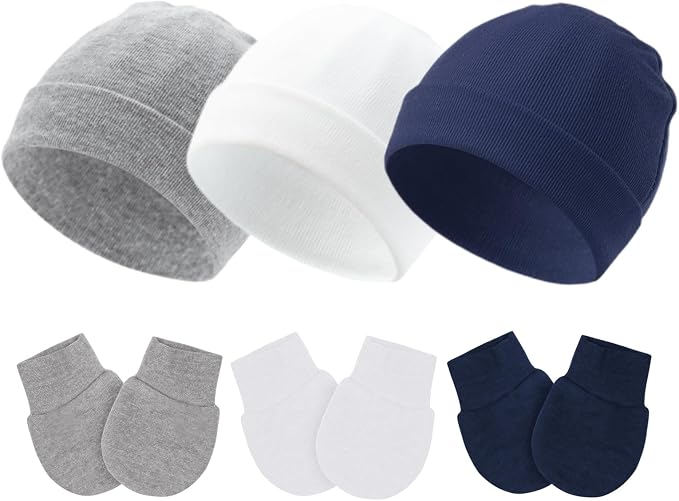 Baby Hats and Mittens Newborn Hats Gloves Infant Beanie Soft Cap Mitten Sets by Fecawd