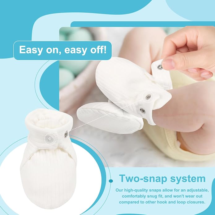 Baby Booties Organic Cotton Infant Bootie Warm Cozy Soft Sock Shoes Adjustable - Image 5
