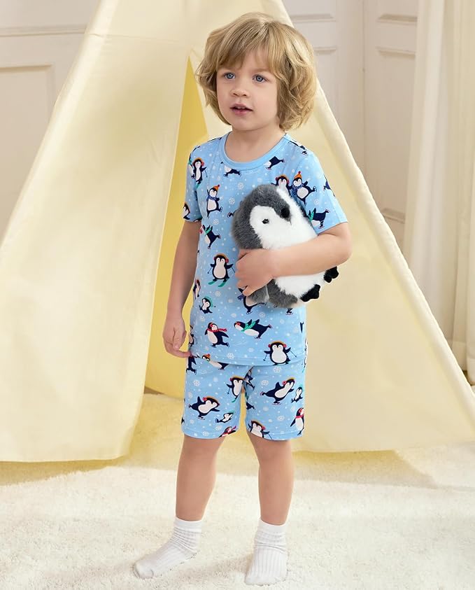 babee Reshinee Bamboo Viscose Toddler Boys Pajamas Set, Short Sleeve Kids - Image 8