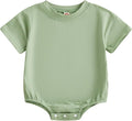 Baby Boy Girl Bubble Romper Infant Plain Oversize T-shirt Bodysuit by Merqwadd
