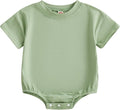 Baby Boy Girl Bubble Romper Infant Plain Oversize T-shirt Bodysuit by Merqwadd