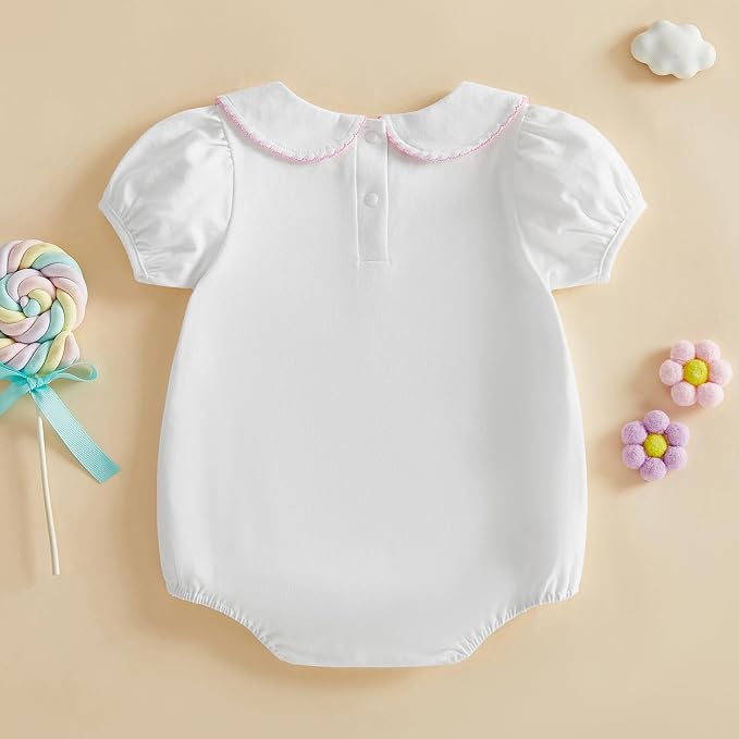 Baby Boy Girl Bubble Romper Short Sleeve Collar Summer Bodysuit - Image 3