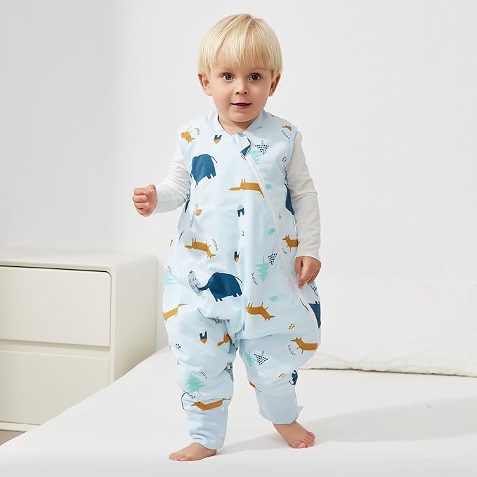 Duomiaomiao 2.5 TOG Toddler Sleep Sack 24-36 Months Cotton Winter Side Open Zipper Baby Sleep Sack with Feet, Warm Toddler Wearable Blanket