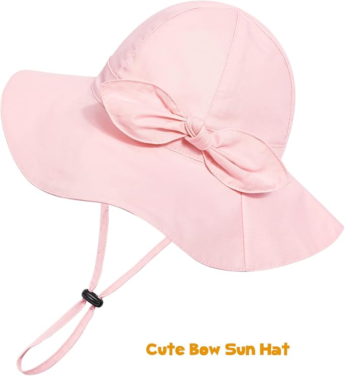 Baby Girl Sun Hat with UPF 50+ Outdoor Adjustable Beach Hat with Wide Brim - Image 5