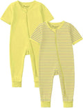 Jimonda Baby Romper Short Sleeve Cotton Pajamas 2-Way Zipper by JimondaBaby