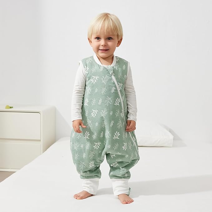 Duomiaomiao 2.5 TOG Toddler Sleep Sack 6-12 Months 100% Cotton Winter Side Open Zipper Baby Sleep Sack with Feet, Warm Toddler Wearable Blanket