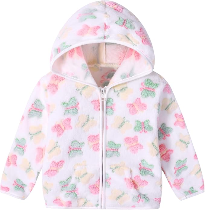 Toddler Baby Girl Fleece Jackets Fall Clothes Hooded Zip Fuzzy Coats by Adarl