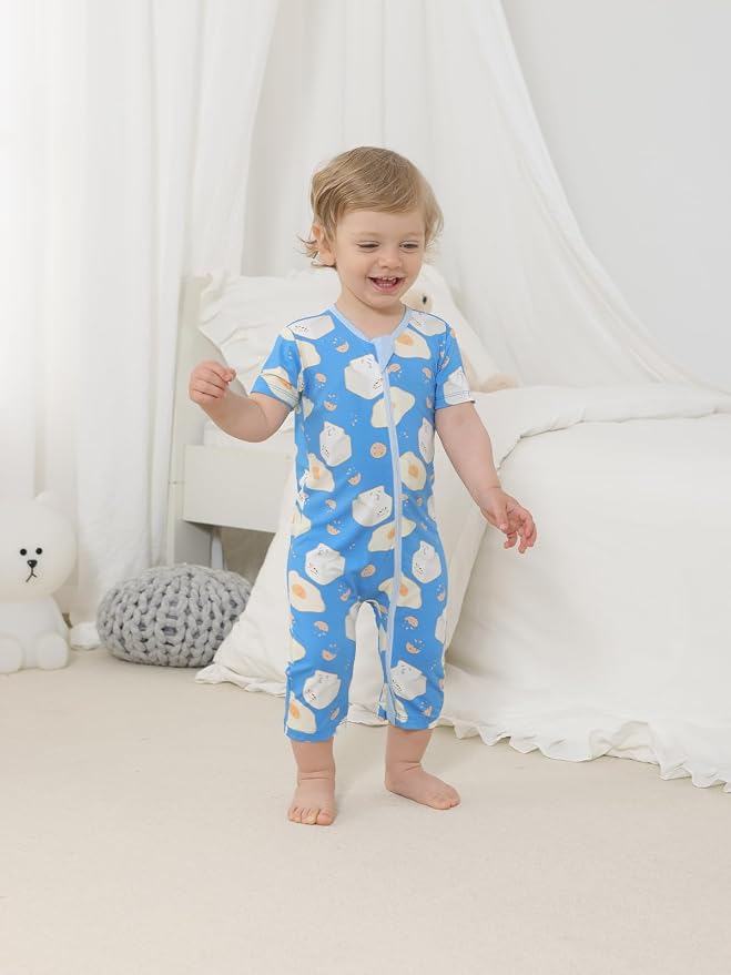 GUISBY Baby Rayon of Bamboo Short Sleeve Footless Zipper Romper 2 Pack | Soft - Image 6