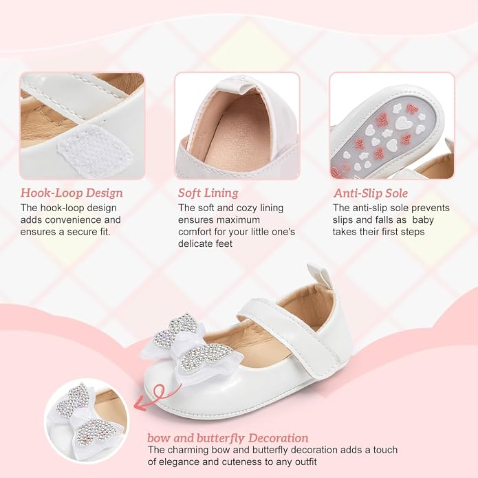KIDSUN Infant Baby Girls Mary Jane Shoes Non-Slip Rubber Sole Ballet Slippers - Image 4