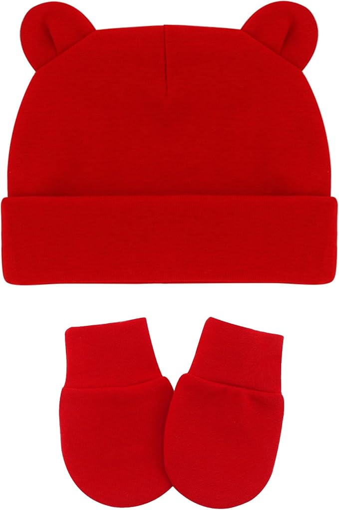 UTTPLL Newborn Hats Mittens Set Toddler Girls Boys Cotton Nursery Hospital by UTTPLL