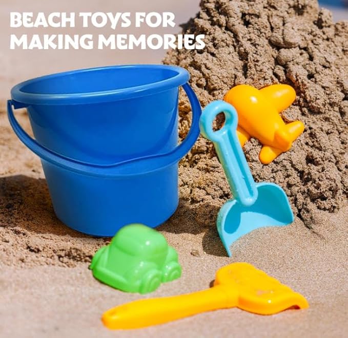 Podzly 108 Pack Beach Pails Sand Buckets - 7" Large Beach Pails with Handles for Kids - Colorful Beach Toys for Sand Molds & Castles - Great Sand Buckets - Fun and Learning Accessory for Kids!