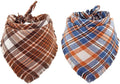 Fall Dog Bandana Autumn Thanksgiving Plaid Reversible Triangle Bibs Scarf by KZHAREEN