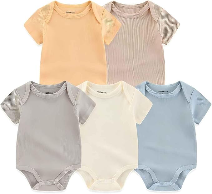 Kiddiezoom Newborn Baby Unisex Cotton One-Piece Bodysuits Baby Gift 5-Pack Baby by Kiddiezoom