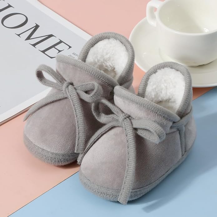 Baby Booties Newborn Fleece First Walking Shoes Non-Slip Sole Slippers Cozy - Image 3